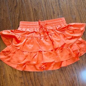 DAY + MOON Vibrant Orange Ruffle Skirt silky size small